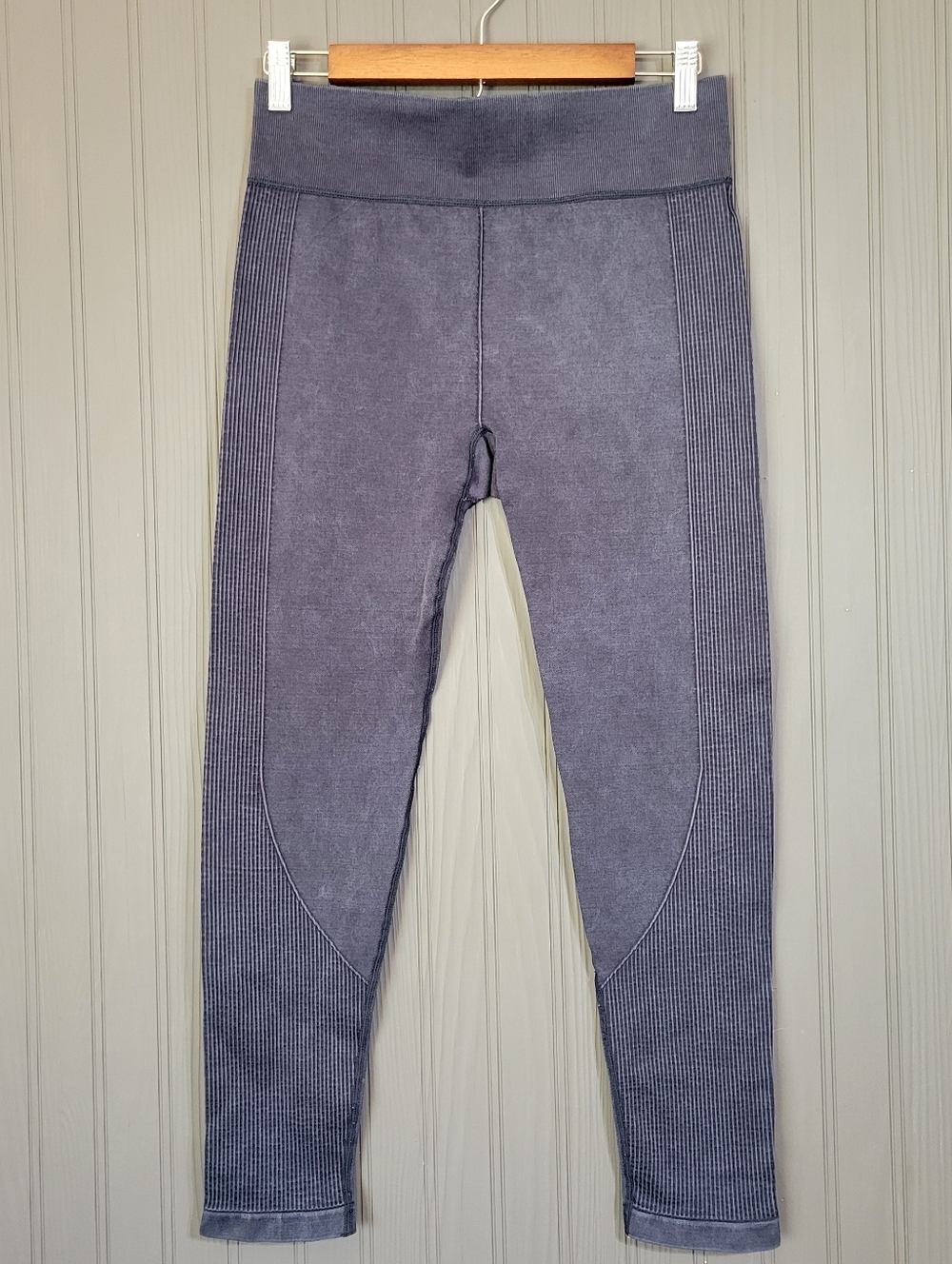 Aeropostale Seamless Leggings High-Rise Textured Washed Blue/Gray Women's Large